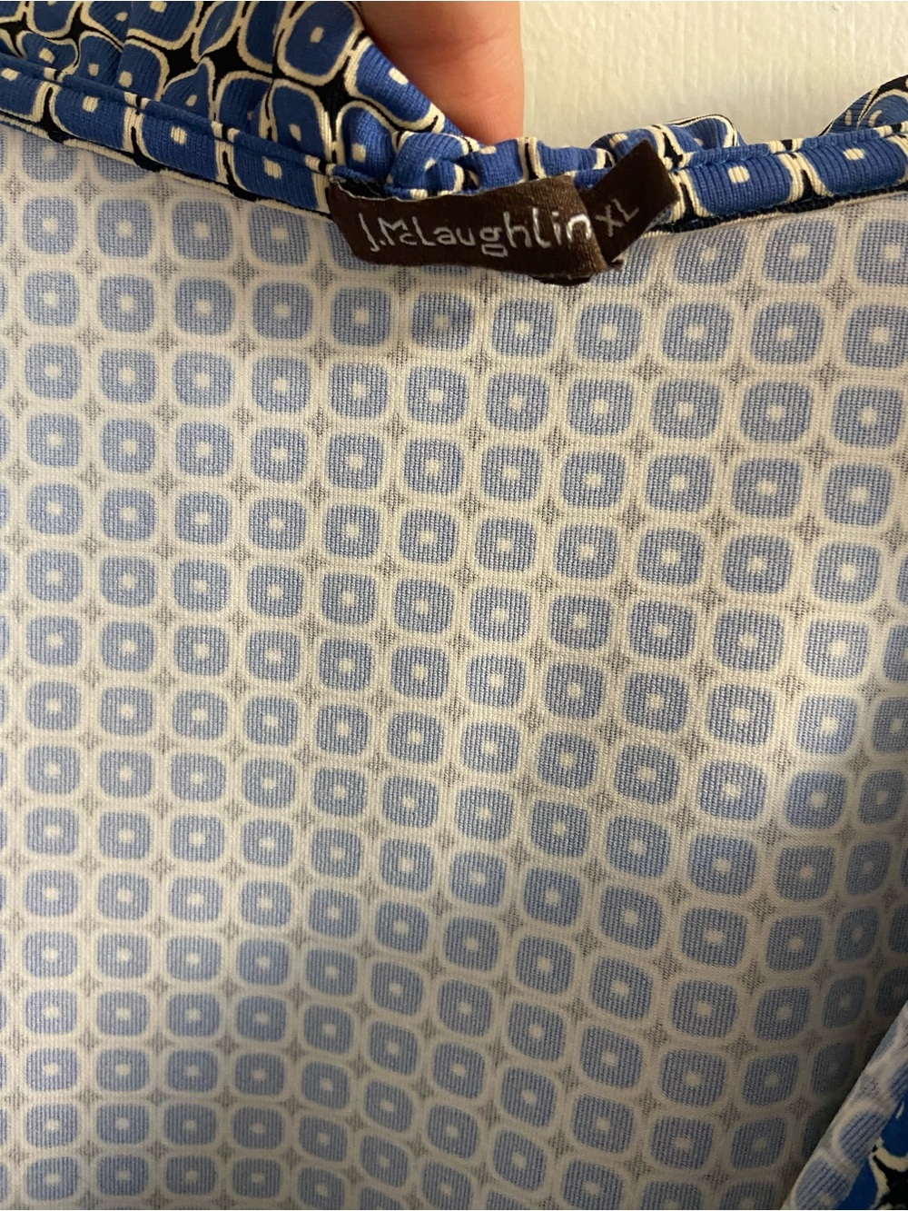 J. McLaughlin Blue Printed Ruffle V-Neck Long Sleeve Top XL - Picture 6 of 7